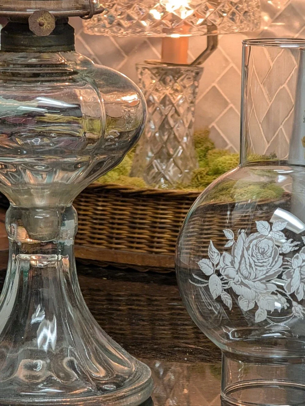 antique clear glass kerosene Lamp